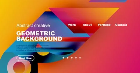 Vibrant website header design. Geometric shapes, gradients, text elements 스톡 일러스트