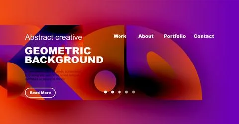 Vibrant website header design. Geometric shapes, gradients, text overlay, 스톡 일러스트