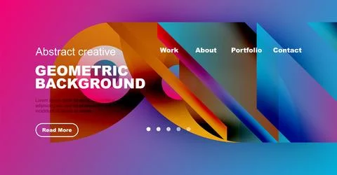 Vibrant website header design. Geometric shapes, gradients, text overlay, 스톡 일러스트