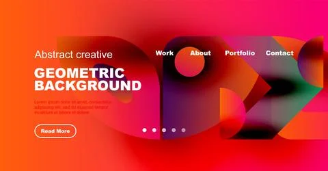 Vibrant website header design. Geometric shapes, gradients, text elements イラスト素材