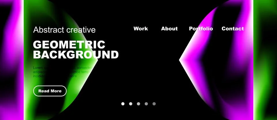 Vibrant website header design. Geometric shapes, gradients, text elements Stock Illustration