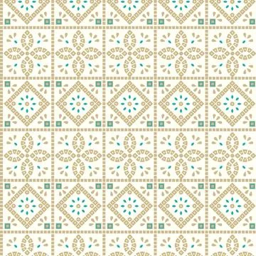 A vibrant white and blue pattern with pops of green accents Stock Illustration