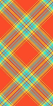 Vibrant Xshaped plaid pattern in bold orange, yellow, and turquoise.  Perfect Illustrazione stock