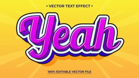 Vibrant "Yeah" Text Effect with Bold Colors and Editable Vector File Stock Illustration