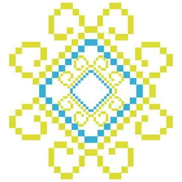 A vibrant yellow and blue pattern on a crisp white background Stock Illustration