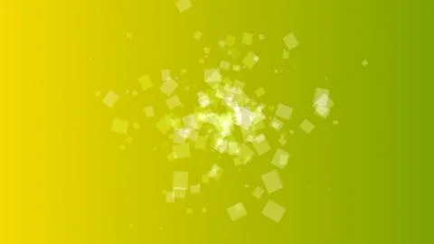 Vibrant yellow and green gradient background with dynamic floating squares Stock Illustration