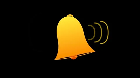 Vibrant Yellow and Orange Notification Bell Icon with Pulsing Sound Waves a.. Видео 346006869
