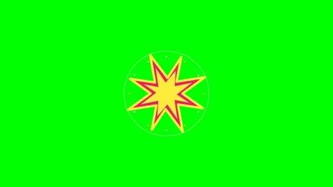 A vibrant yellow and red star shape centered on a bright green background Stock Footage 341824329
