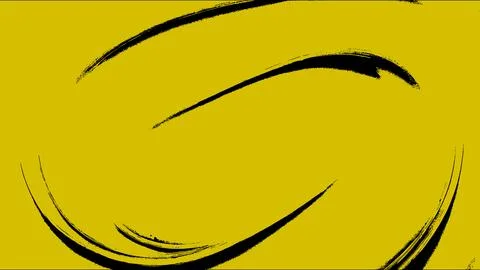 Vibrant yellow background with dynamic black brush strokes Stock Illustration
