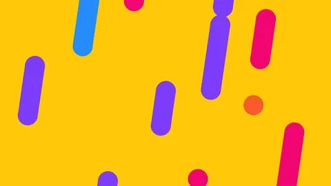 Vibrant yellow background scattered with vertical rounded rods and small circ 库存插图