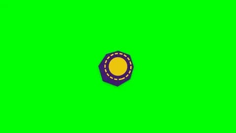 A vibrant yellow circle inside a dark purple polygon on green background Stock Footage 340905233
