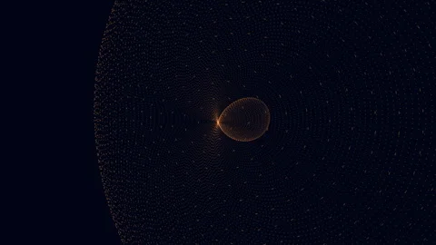 Vibrant yellow circle surrounded by intriguing spiraling lines on black Stock-Footage 274178127