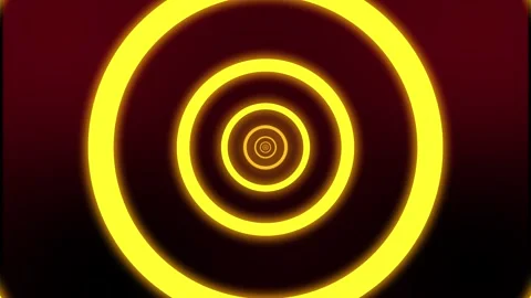 Vibrant yellow concentric circles on a dark red gradient background Vídeo Stock 332979015
