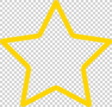 A vibrant yellow, five-pointed star with a bold outline against a solid bla.. Stock Illustration
