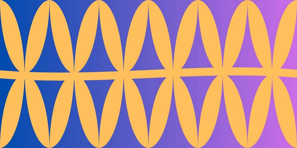 Vibrant yellow floral pattern on gradient blue purple background Stock Illustration