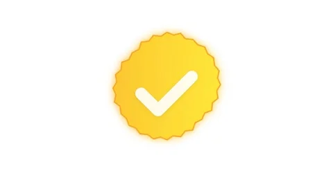 Vibrant Yellow Gradient Success Badge with Checkmark Glowing Pulse Animation Stock Footage 346611729