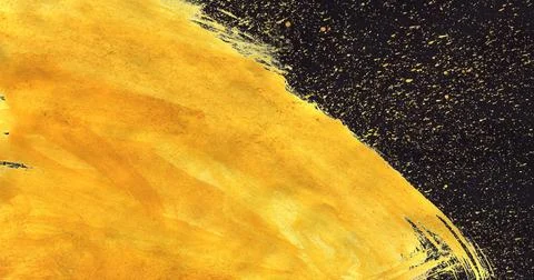 Vibrant yellow paint splash on black background, isolated with space for text or Illustrazione stock