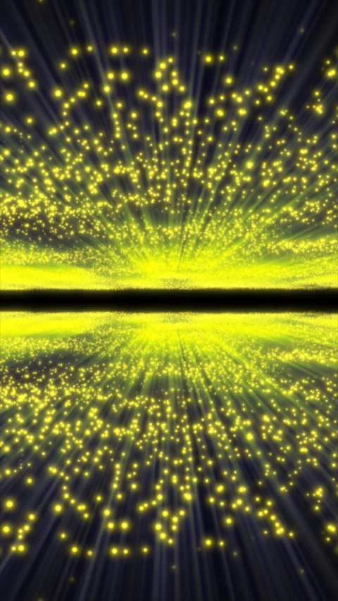 Vibrant yellow particles dance across a dark backdrop Video stock 313735866