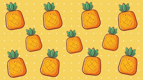 Vibrant yellow pineapple animation background seamless repeating loop Stock Footage 344353241