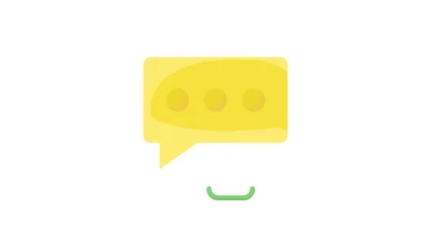 A vibrant yellow speech bubble with a green arrow, indicating a message or .. Stock Footage 332199492