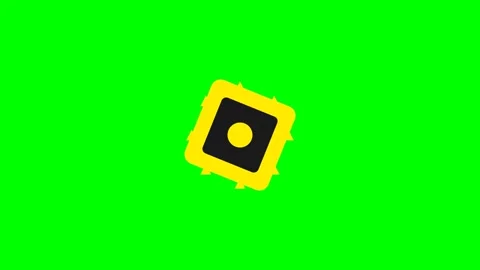 A vibrant yellow square icon featuring a small dome shape on green screen Stock Footage 341839899