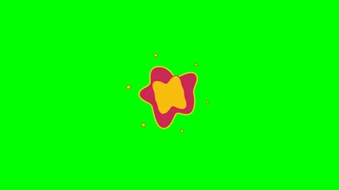 A vibrant yellow star shape outlined in pink against a bright green backgroun Video stock 340263272