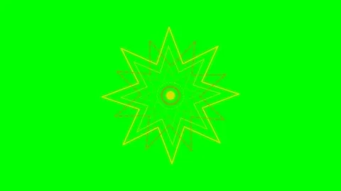 A vibrant yellow star shape rotating against a solid bright green background Stock Footage 340905186