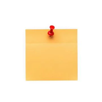 A vibrant yellow sticky note attached to a wall with a red push pin. Stock Illustration