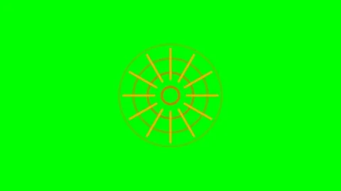 A vibrant yellow sun symbol set against a bright solid green background Stock Footage 341839104