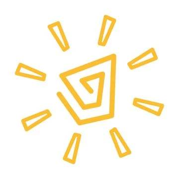 Vibrant yellow sun. Vector summer icon. Stock Illustration