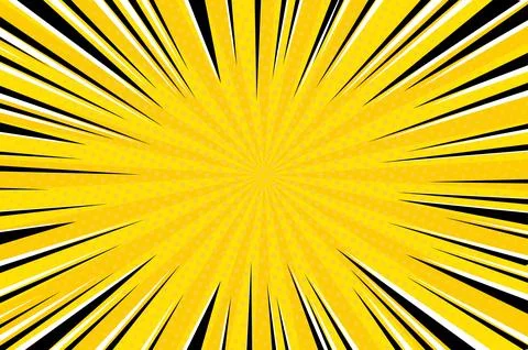 Vibrant yellow sunburst pattern with dynamic black and white speed lines Stock Illustration