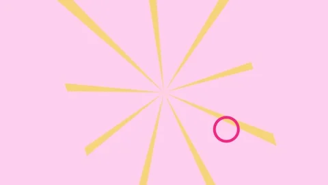 A vibrant yellow sunburst pattern set against a soft pastel pink background Stock Footage 336263322