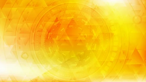 Vibrant yellow technology motion background with HUD gear elements Stock Footage 116660196