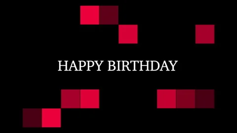 Vibrant zigzag birthday card spells out Happy Birthday with red squares Video stock 281837202