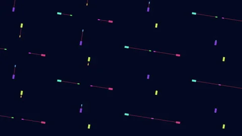 Vibrant zigzag pattern of colored lines on black background Stock Footage 300740994