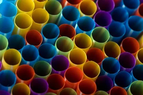Vibrantly colored drinking straws Stock Photos