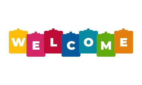 Vibrantly Colored Welcome Message with Each Letter on a Distinct Bright Bac.. Stock Illustration