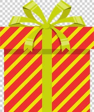 A vibrantly wrapped gift with a striped pattern and festive ribbon, perfect.. Illustrazione stock
