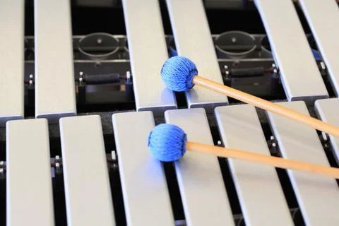 Vibraphone keys and mallets close up Photos