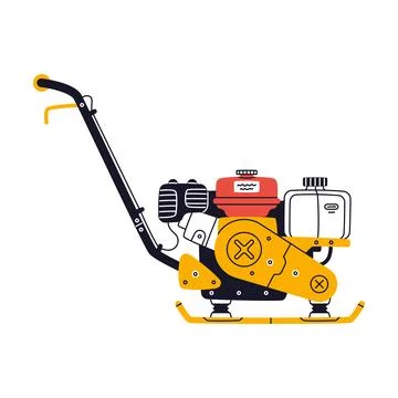 Vibrating Board as Petrol Hand Tool and Equipment for Repair Work Vector Illustrazione stock