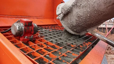 Vibrating container for loading concrete. Stock Footage 201509253