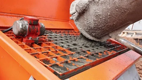 Vibrating container for loading concrete. Stock Footage 202173602