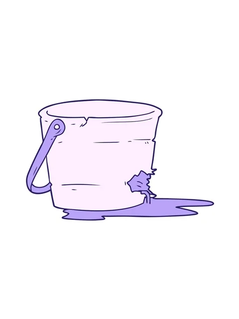 Vibrating motion animation of broken bucket cartoon Stock Footage 324425586