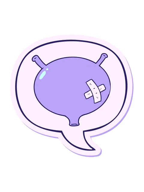 Vibrating motion animation of cartoon bladder with speech bubble sticker Stock Footage 324238697
