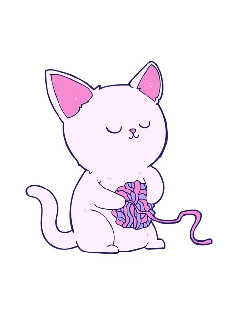Vibrating motion animation of cartoon cat playing with ball of yarn 库存影片 324041062