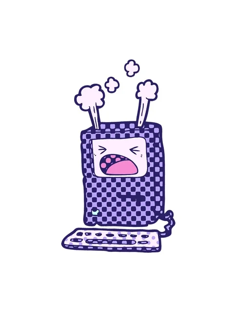 Vibrating motion animation of cartoon overheating computer Stock Footage 324175694