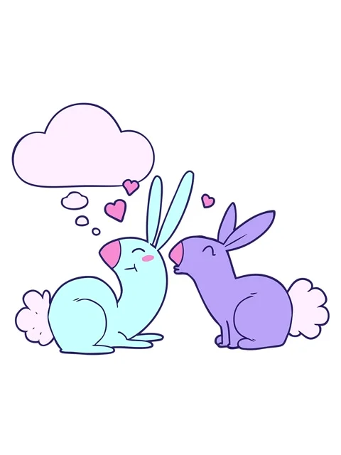 Vibrating motion animation of cartoon rabbits in love with thought bubble Stock Footage 324432127