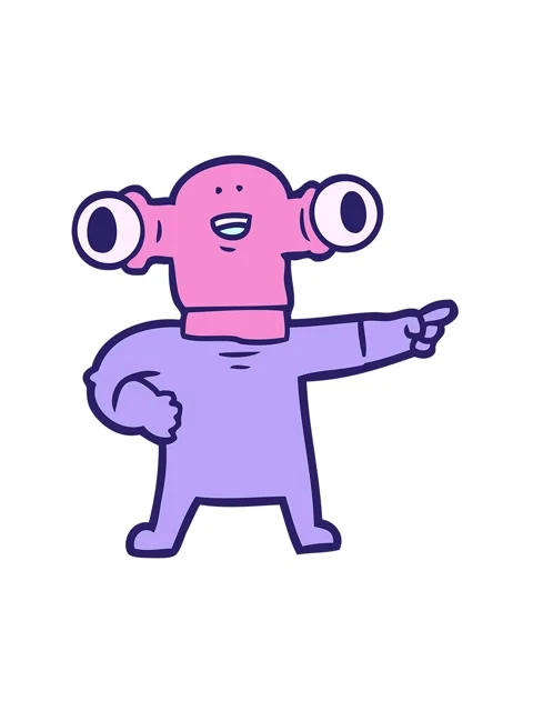 Vibrating motion animation of friendly cartoon alien pointing Stock Footage 324217530