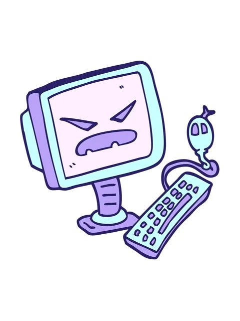 Vibrating motion animation of hand drawn doodle style cartoon evil computer Stock Footage 324298049