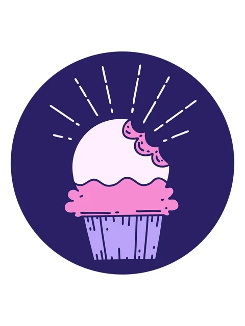 Vibrating motion animation of icon of a tattoo style cupcake with missing bit Stock Footage 324168825